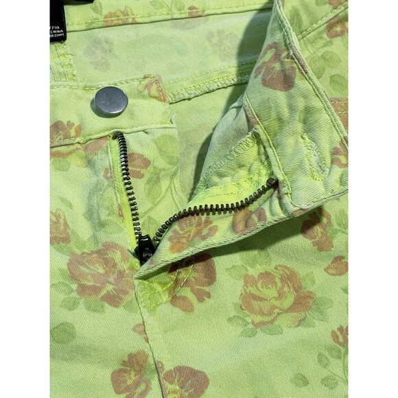 Women's Forever 21 Skinny Jeans Pants - Green Flowered Floral Jeans - Size 28 - Picture 3 of 5